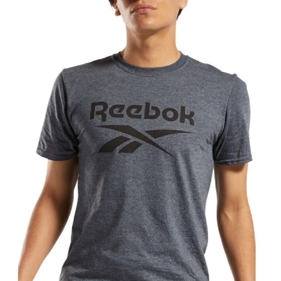 New Reebok Men's Identity Logo Graphic T-Shirt Dark Charcoal Heather Size - Picture 2 of 6